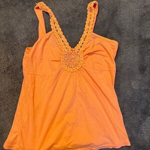 MKM Designs Vibrant Orange Crochet Tank Top